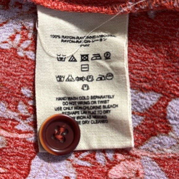 FREE PEOPLE Retro Love High Waist Midi Skirt Orange Floral Size 8 Boho Flowy - Picture 7 of 8